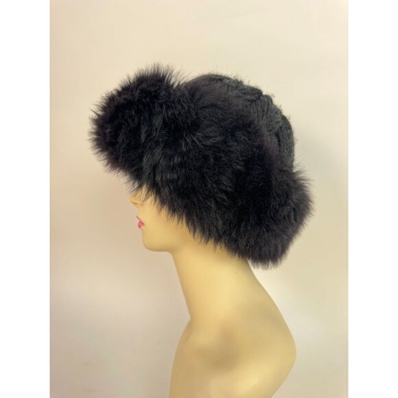 Vintage Neiman Black Fuzzy Hat 55% Wool 45% Acrylic Made In Italy Womens Winter main image 5